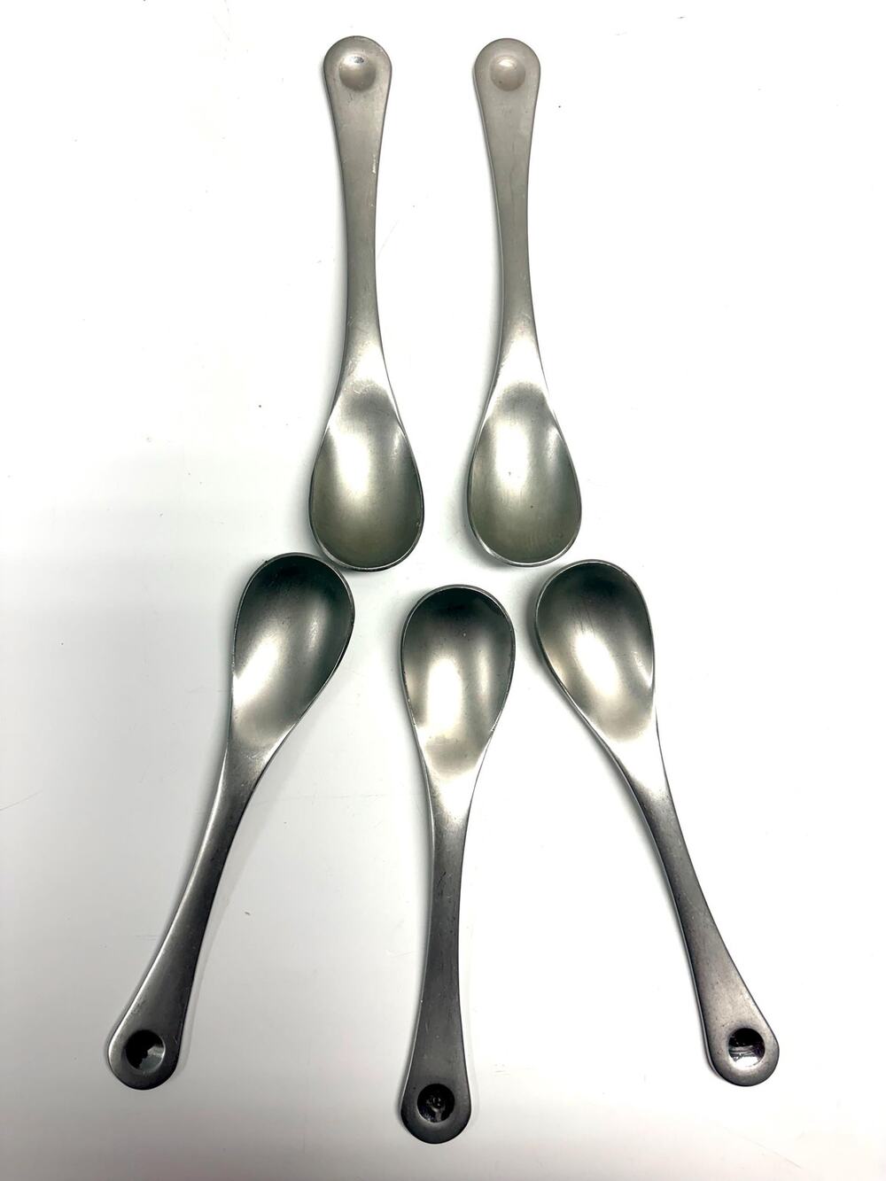 Robert Welch Pendulum Satin Stainless Steel Soup Spoons Minimalist Set of Five 5
